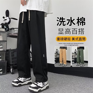 春款男休闲裤纯棉直筒宽松贴标长裤K030 P45图片