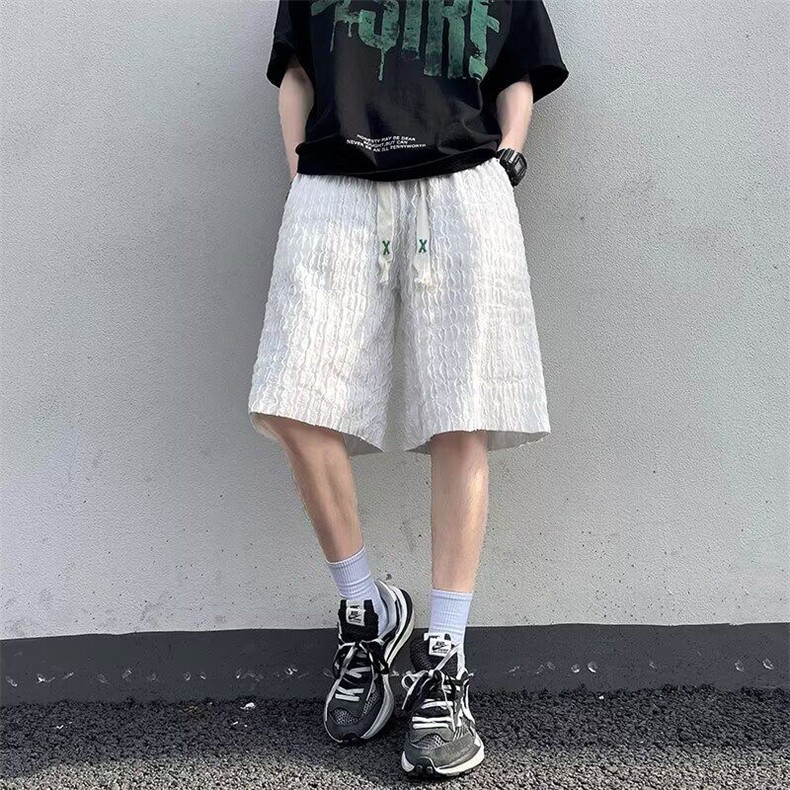 冰丝短裤男夏季薄款潮牌宽松大码运动裤子速干休闲五分沙滩裤,男装牛仔裤,星座410-7
