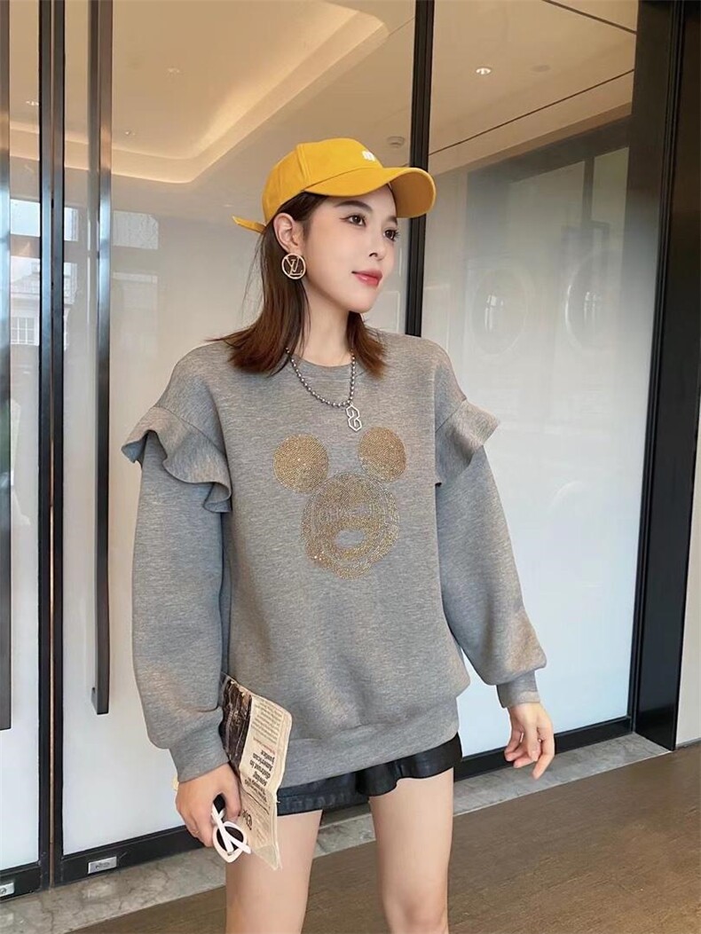 爱美欧现货烫钻花边卫衣，女装卫衣/绒衫，爱美欧