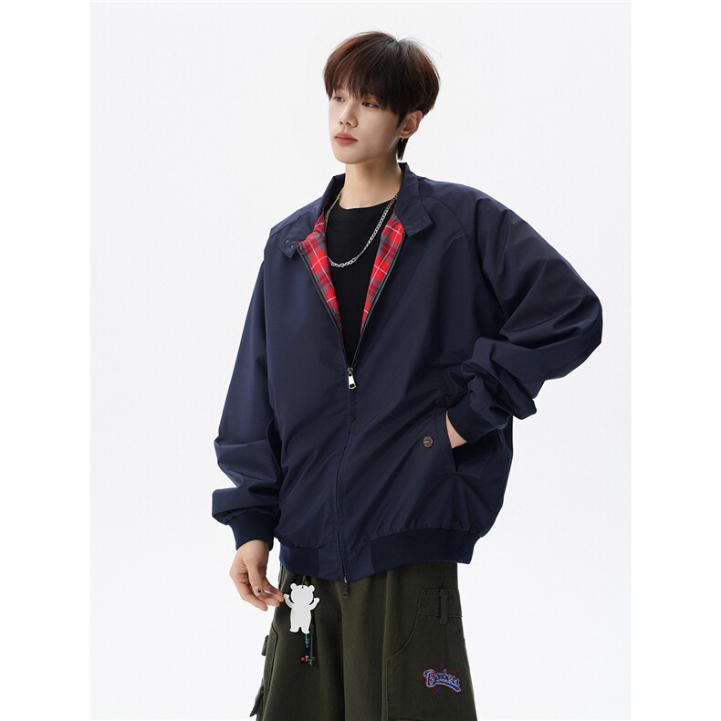 美式复古棒球服外套男春秋季潮牌拉链立领夹克宽松上衣服JK005,男装夹克,电商B312