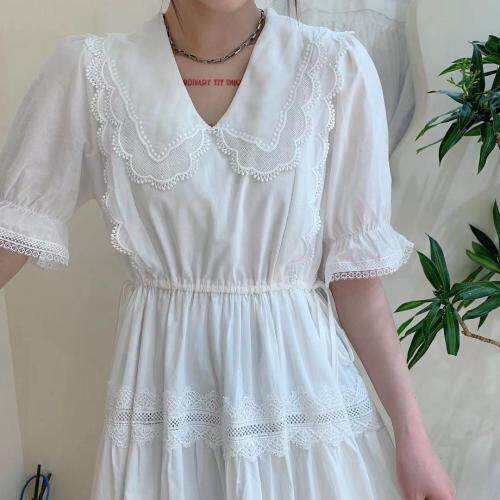 现货夏季新款娃娃领连衣裙，女装连衣裙，薇化