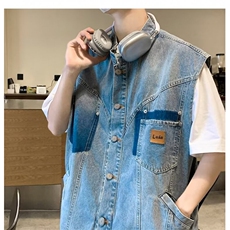 水洗宽松牛仔马甲ins男女西部做旧复古背心坎肩1001-1-MJ8924-P58，男装背心/马甲，星座1001-1