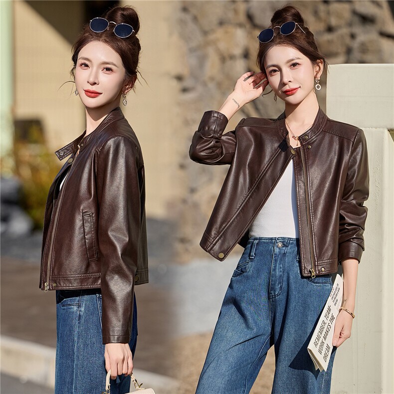 2026年春季新款现货时尚潮流高品质皮衣小外套机车服女装，女装皮衣，臻衣坊