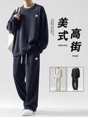 休闲坠感舒适百搭套装直筒TZ812-特批98，男装休闲套装，星座718