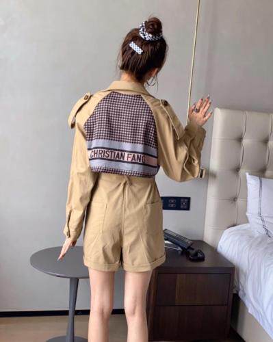 【现货】秋季新款背带连体裤风衣款拼接洋气，女装连体裤，你别走