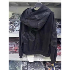 W10309-P70网图现货美式高街暗黑曼巴蛇刺绣亮片高克重套头卫衣，男装卫衣，星座1608