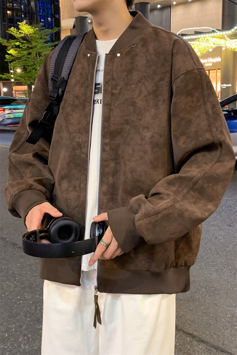 2025秋季新款现货皮衣男棒球领夹克外套DSA157B-J2569-P86,男装夹克,电商A157B