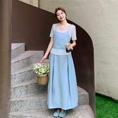 韩系吊带背心T恤花苞半身裙三件套2C050-1269-P165-K248，女装套装/套裙，2C050