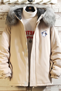 MM48167-P130 冬季大毛领衣男士大码加厚袄男服 砖墙图片
