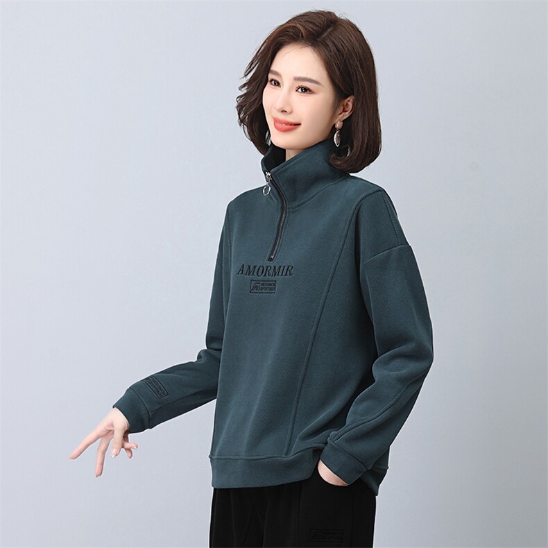 冬季新款加绒加厚保暖高领卫衣女宽松显瘦长袖外套,女装卫衣/绒衫,悦见她