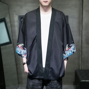 抖音直播风夏季七分袖冰丝防晒服男披风半袖开衫A203-999P40图片