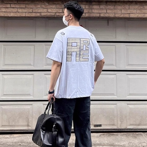 万针全刺绣工艺抖音得物高品质260克重磅纯棉双纱美式高街短袖T恤图片