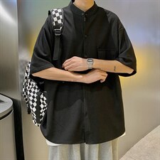 港风宽松情侣装短袖休闲半袖衬衣夏季薄款工装衬衫男W3214-P32，男装衬衫，星座512-2