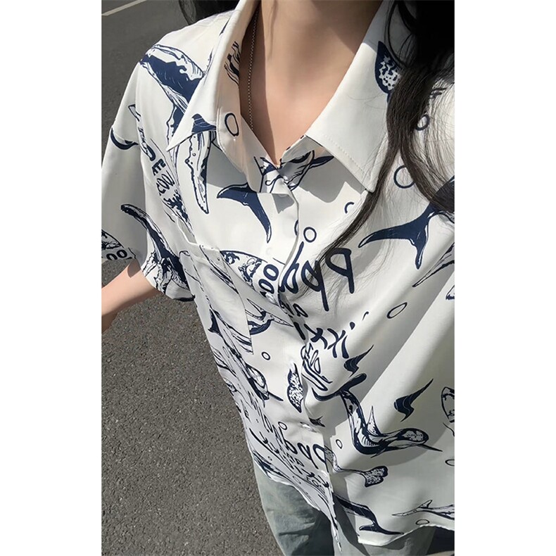 特批P27无差价夏威夷鲸鱼印花速干衬衫男夏装外套沙滩衬衣CD5502,男装衬衫,电商A001-1