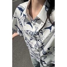特批P27无差价夏威夷鲸鱼印花速干衬衫男夏装外套沙滩衬衣CD5502，男装衬衫，电商A001-1
