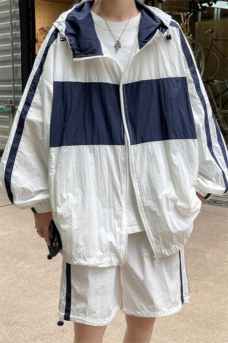 夏季时尚连帽防晒套装男运动风撞色防晒衣夹克XZ514-2-1606-P98,男装防晒衣,星座514-2(原B239)