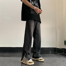 水洗复古牛仔裤男款宽松直筒春秋高街潮牌美式街头vibe长裤子K92，男装牛仔裤，星座310B-1