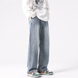 8XL-M特大码牛仔裤渐变宽松阔腿裤男加肥加大休闲款k915p55控78图片