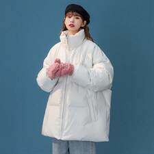2025冬装纯色百搭款中性风立领棉衣加厚外套 A125-Y291-P105女类图片