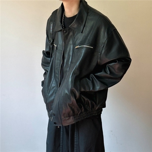 现货-水洗质感复古皮外套男pu机车服潮牌痞帅夹克-AP23106-P115图片