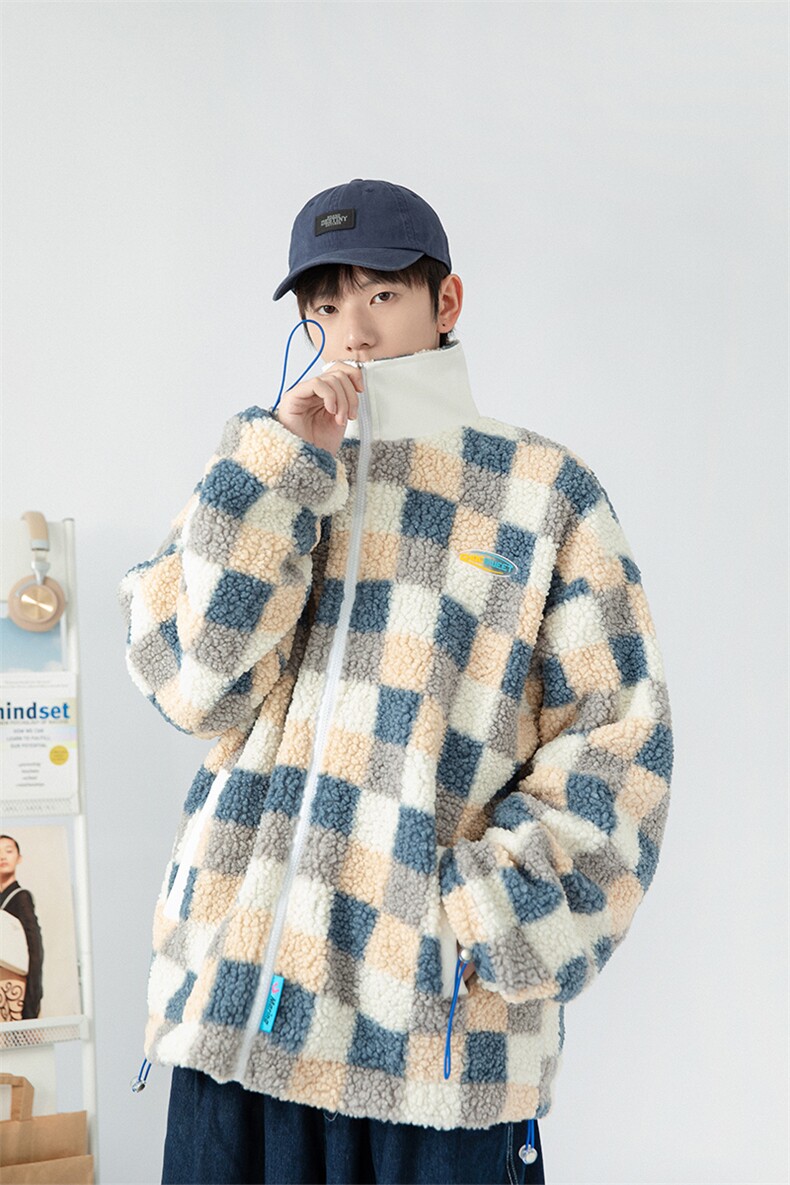 日系白墙2024冬新款羊羔毛加厚立领棉衣棉服YG01-P115控145,男装棉衣,星座914-3