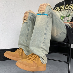 美式高街小众夏季破洞牛仔裤货号K726P60图片