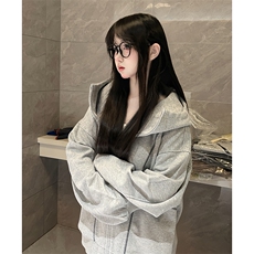 抖音得物高品质秋冬美式高街重磅结构辑明线纹理连帽卫衣外套W111，男装卫衣，电商A486