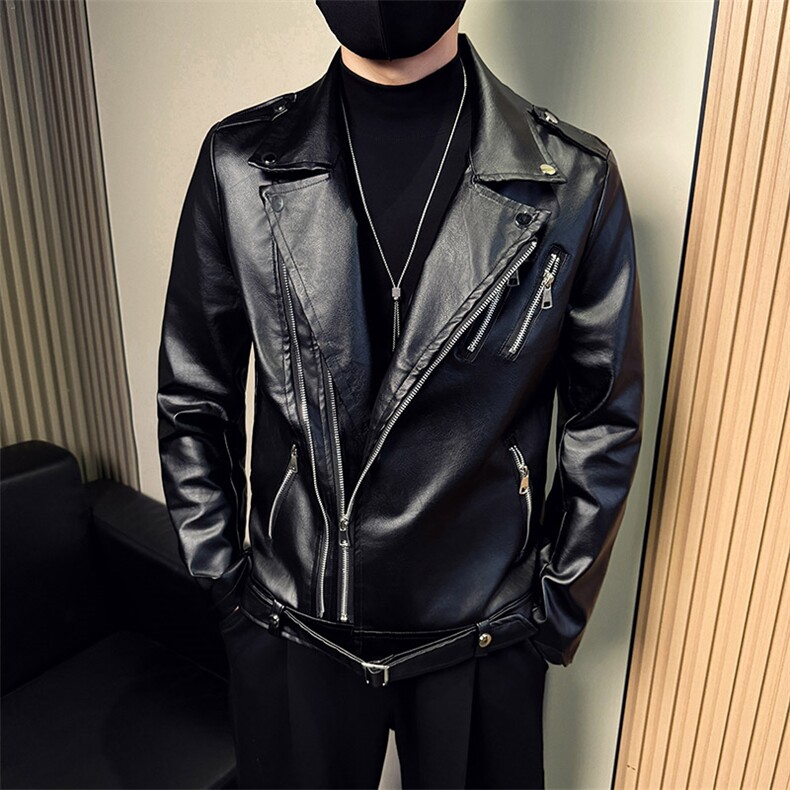 男士西装领皮衣秋季新款韩版修身潮流夹克A368-QY6023-P118,男装夹克,电商A368