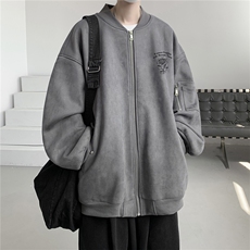 24春秋款美式复古麂皮绒飞行棒球服男女夹克外套JF3276-P80控108，男装夹克，电商B370