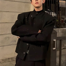 风春男立领西服满天星单排扣中山装外套加大码S-5XLJK0260P60，男装西服，星座1013-1