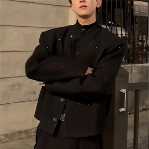 风春男立领西服满天星单排扣中山装外套加大码S-5XL JK0260 P60图片