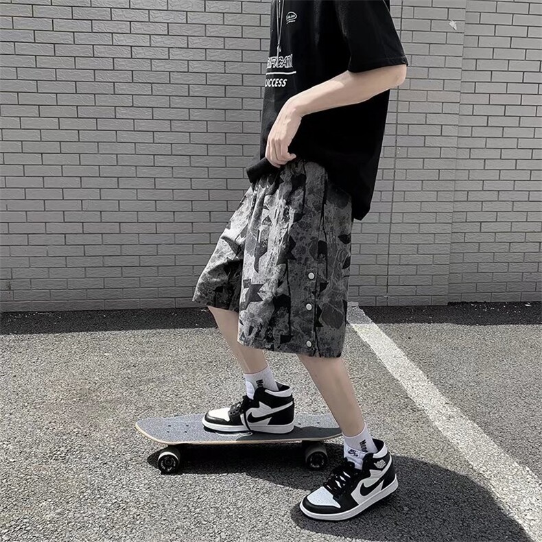 男夏季潮流时尚休闲短裤迷彩排扣短裤KZ11P24,男装休闲裤,星座1116-2