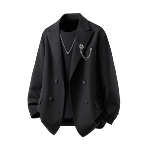 西服送胸针96%聚酯纤维4%氨纶M-5XL大码XF78145P85西裤XF78151P45图片