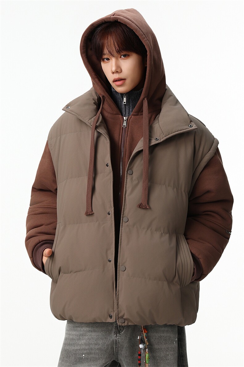 新款冬季羽绒棉服棉袄连帽假两件韩版宽松外套A436-2511-P85,男装棉衣,电商A436