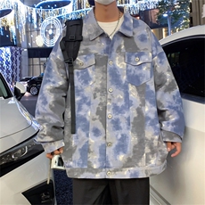 JK6112/P70秋装新款宽松扎染外套夹克男学生宽松大码潮流男上衣，男装夹克，电商A141