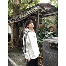 美式潮拼接小logo帽衫外套高街彻边条纹连帽卫衣W164，男装卫衣，星座1116A（原606A-3）
