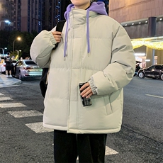冬季青少年连帽假两件外套加绒加厚休闲简约棉衣棉服5303-P85，男装棉衣，电商B306