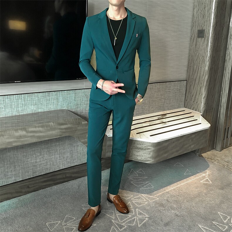纯色小西服套装长袖西装西裤两件套无头风A328-20335-P165,男装西服套装,星座406