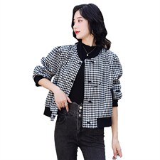 秋季新款千鸟格短外套女2022年春秋时尚修身小个子高端夹克现货！，女装短外套，一安秀