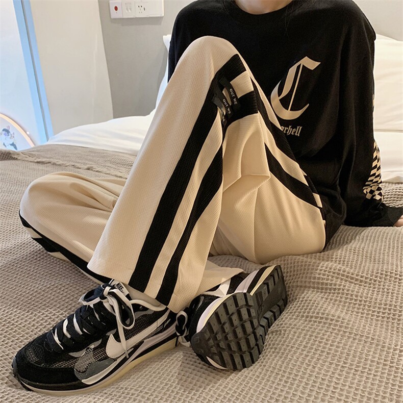 现货春季中性拼接玉米格休闲裤直筒运动裤男阔腿裤8809，男装休闲裤，星座1102-1