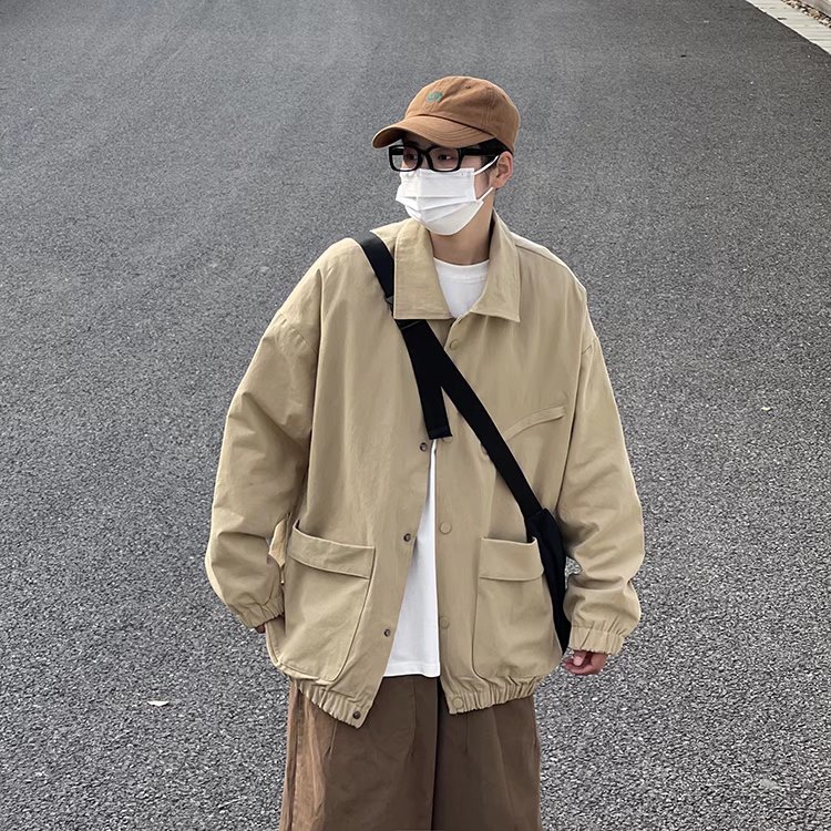 2025年春季日系复古翻领工装夹克外套男士原宿风宽松休闲外套,男装夹克,星座1210-1