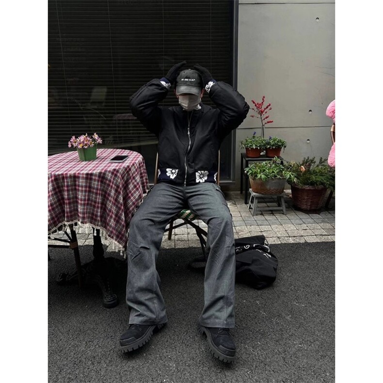 美式高街提花飞行员夹克外套男款春秋季潮牌高级感棒球服,男装夹克,四季星座505