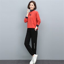 长期现货，运动套装女新款秋装休闲时尚刺绣卫衣洋气减龄两件套，女装卫衣/绒衫，涵誉