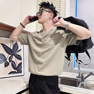AT599/P48控68夏季社会小伙清晰简单干净高质量简约百搭T恤男灰首图片