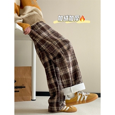抖音品质冬季新款加绒保暖格子宽松休闲裤B315-K862JR-p65控88，男装棉衣，电商B315