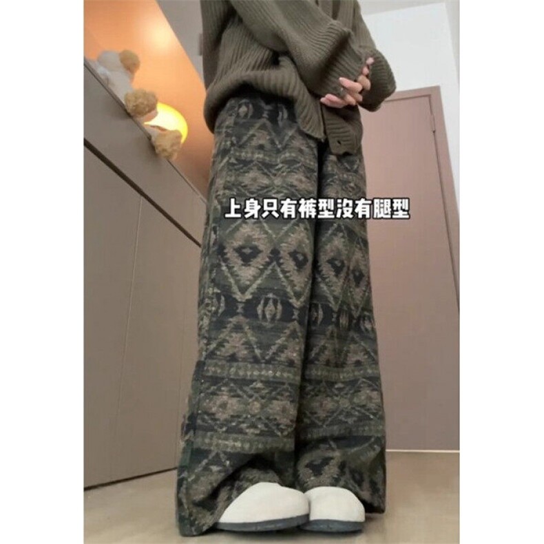 男式慵懒松弛感裤子民族风提花针织卫裤秋冬古着毛呢长裤KA724,男装休闲裤,星座1116A（原606A-3）