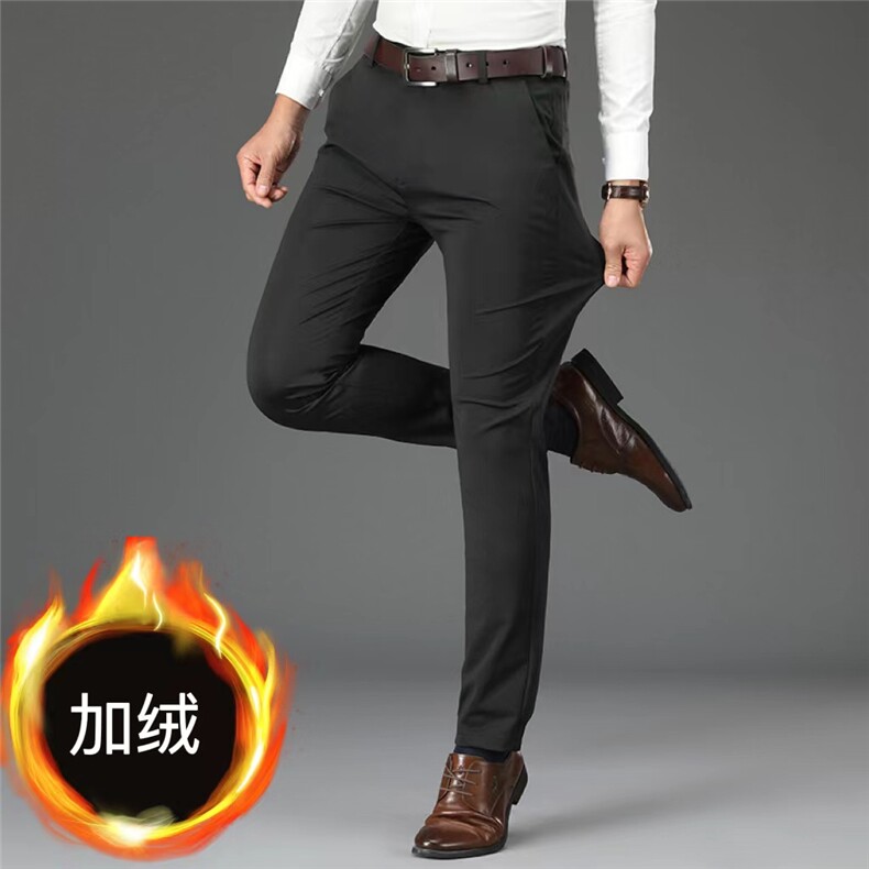 男装秋冬季新款男士加绒厚款保暖休闲裤中年宽松直筒爸爸装裤子,男装休闲裤,电商B212（原钱塘6029）
