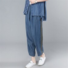 2021夏季新款时尚拼接水洗天丝牛仔裤，女装牛仔裤，叶笙衣