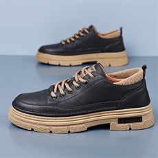 新款男士厚底复古工装大头休闲皮鞋男百搭潮流男鞋，男鞋皮鞋，电商A223