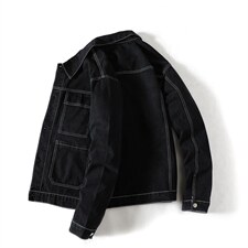 JK829-p65-限价88  现货白底牛仔夹克肥仔量足破洞印花大码图片